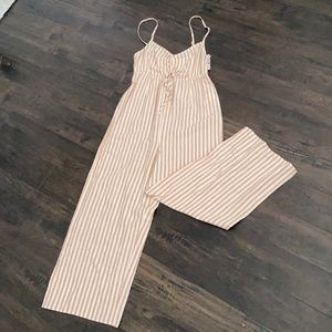 Pink and white striped jumpsuit